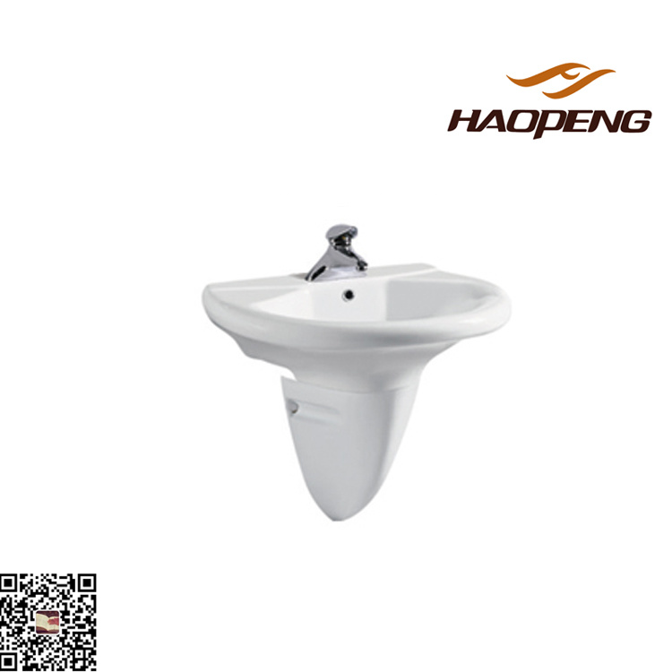 Modern Washroom White Sink Ceramic Wall Mounted Wash Ba