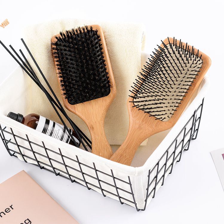 Eco Friendly Bamboo Hair Brush with Natural Bristles Massaging Scalp Plasic Free