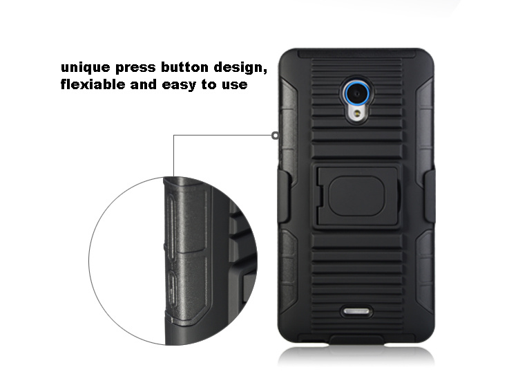 Full-Body Rugged Holster Case with Ring Kickstand Screen Protector for Zte V580