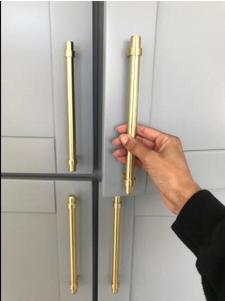 Brushed Brass Cabinet Bar Handle Pull with 160 Hole Centers