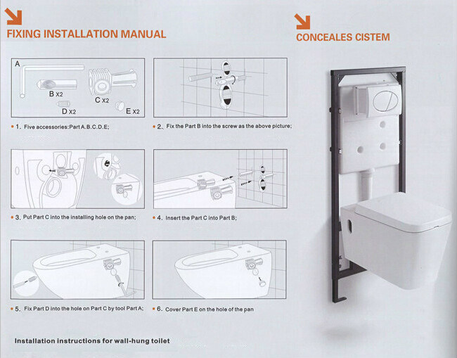 Ceramic Bathroom Wc Rimless Wall Hung Toilet