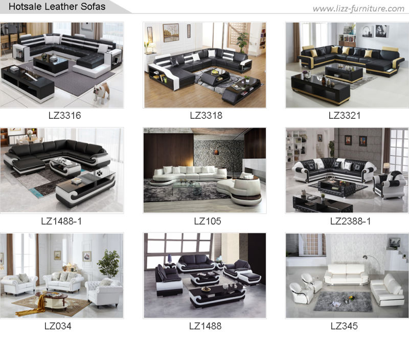 Contemporary European Furniture Sectional Leather LED Light Sofa