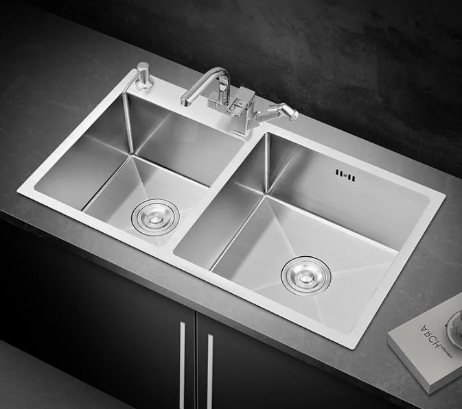 Sink Manufacturer 304 Stainless Steel Sink Kitchen Dish Basin Thickened Handmade Sink with Faucet