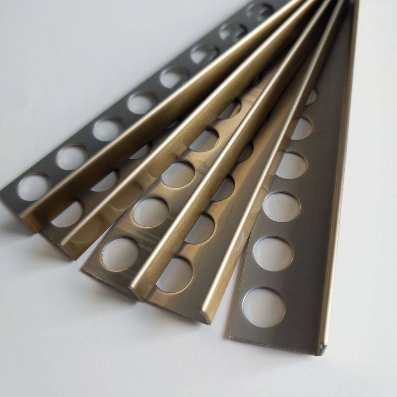 Brushed Rose Gold L Type Stainless Steel Tile Trim