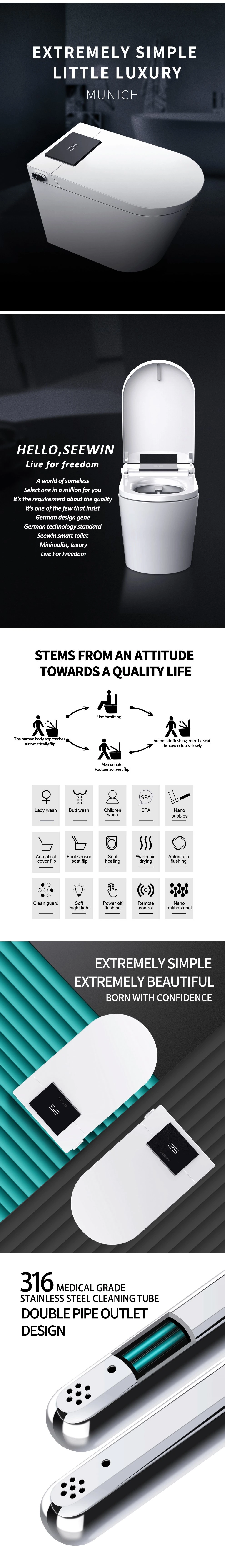 Modern Automatic Operation Dual-Flush Intelligent Toilet Manufacturers