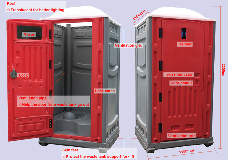 HDPE Mobile Toilet Portable HDPE Custom Colored Toilets