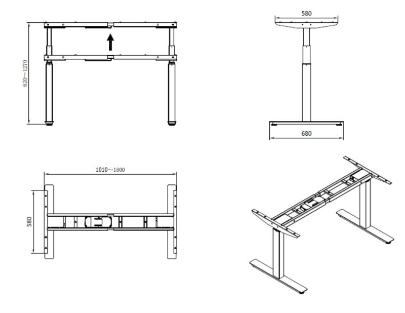 Double Adjustable Height Desk Electric Height Adjustable Office Desk