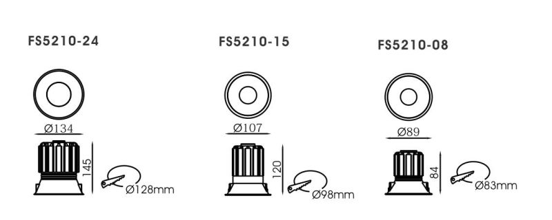 Narrow Trim Square Recessed Deep Recessed Anti Glare IP54 Downlight