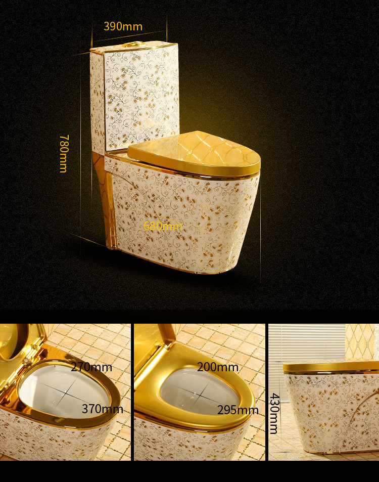 Popular High Quality Factory Wc Luxury Ceramic Sanitary Ware Golden Toilet, Gold Plated Toilet