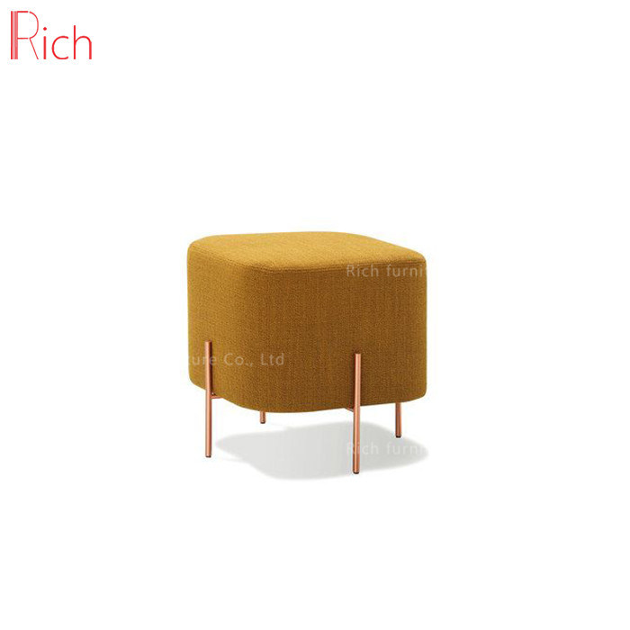 Wooden Stool Ottoman Footstool with Fabric Cover Square Molding Pouf