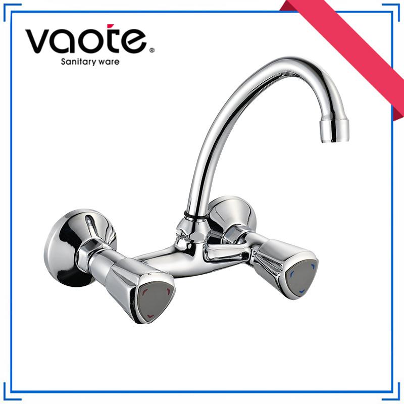 Double Handle Wall Mounted Sink Mixer Kitchen/Bathroom Faucet