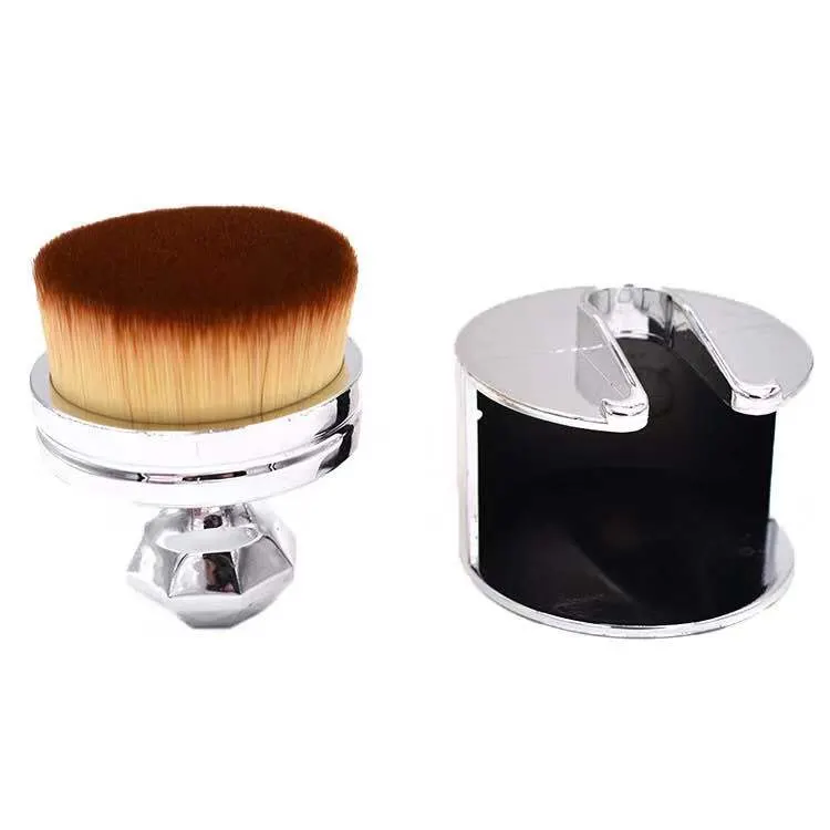 Flat OEM Synthetic Rose Gold Piece Rose Stamp Brass Ferrule Makeup Brush with Lid