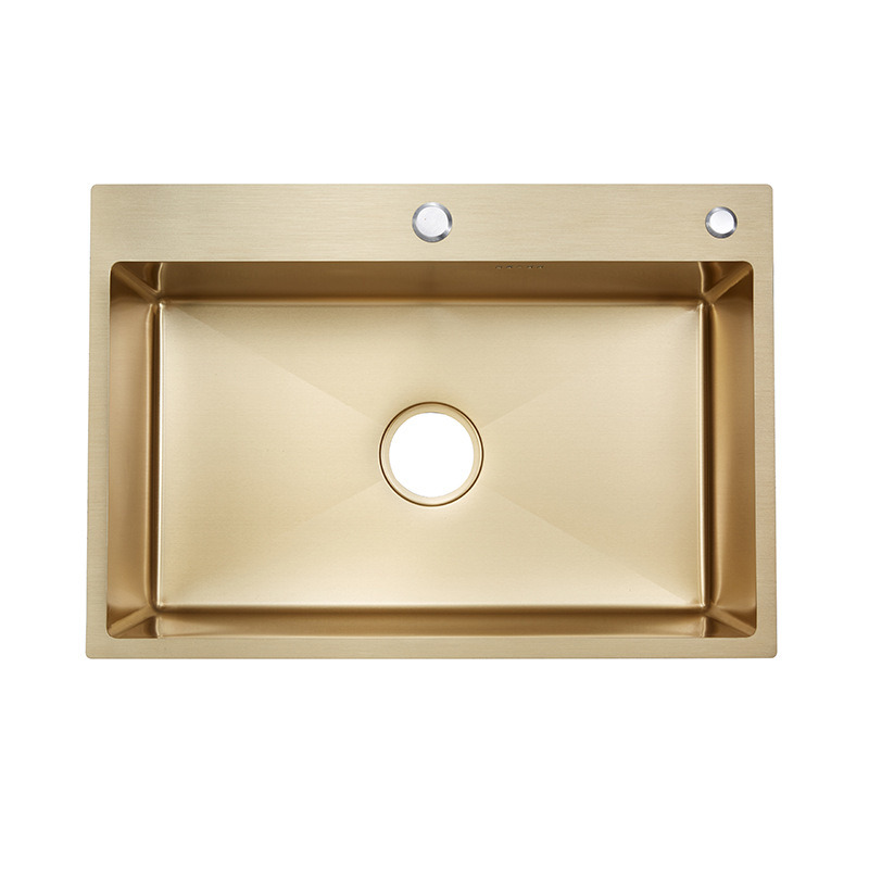 Brushed Gold Above Counter Double Bowl 304 Stainless Steel Kitchen Sink