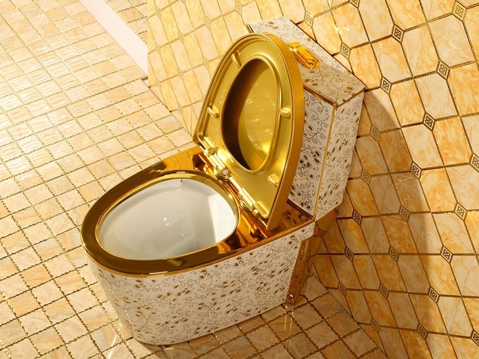 Popular High Quality Factory Wc Luxury Ceramic Sanitary Ware Golden Toilet, Gold Plated Toilet