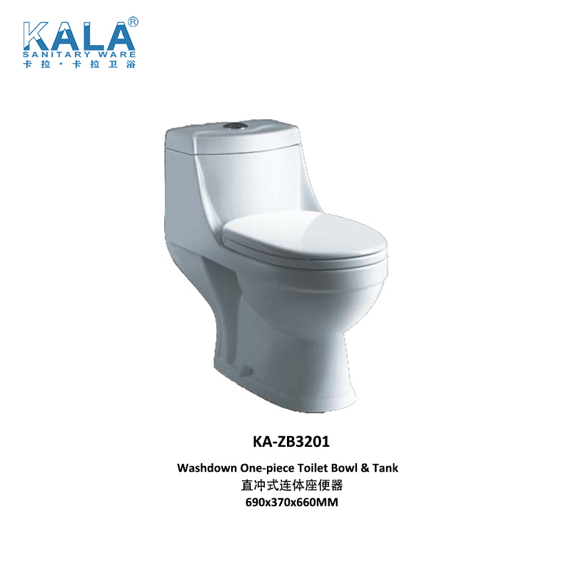 Bathroom White Washdown One-Piece Toilet Bowl & Tank