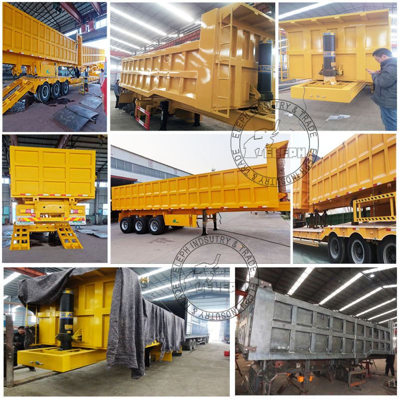 3 Axle 35 Ton Heavy Construction Material Transport Rear Tipping Semi Dump Trailer