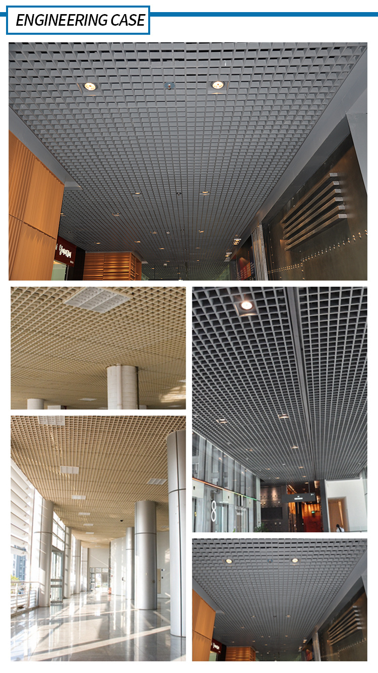 Suspended Grid Metal Open Cell Ceiling Shopping Mall Decorative