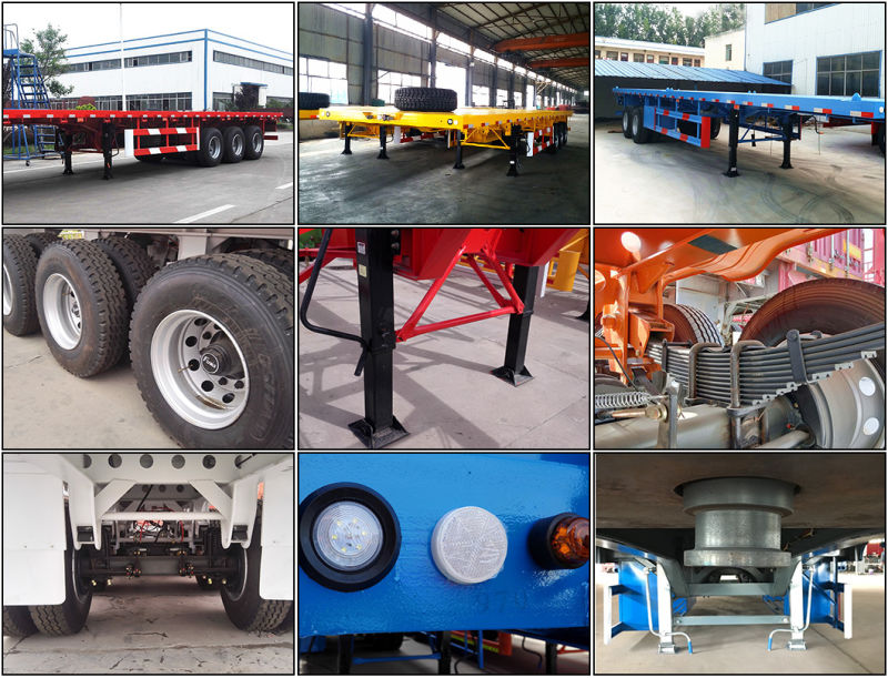 3 Axle Plateform Container Semi Trailer Cutting From Rear Fitting for The Container