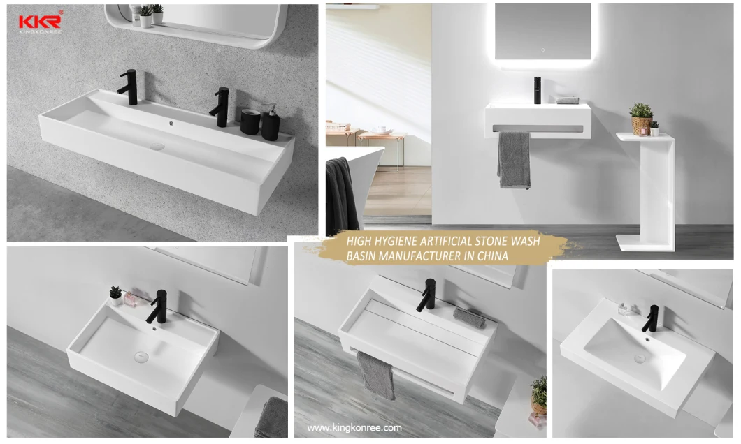 Rectangular Wall Hung Solid Surface Wash Basin for USA