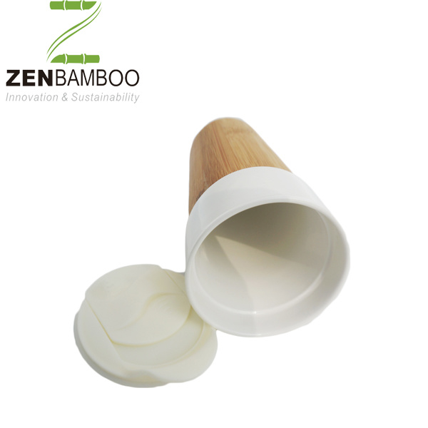 Eco-Friendly Ceramic White Inner with Bamboo Outside Bamboo Mug for Drinking