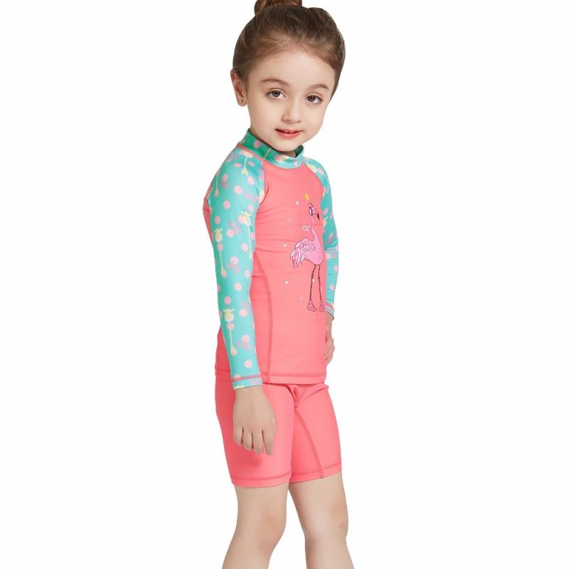 Children Swimsuit Cartoon Animal Flamingos UV 50 Kids Swimwear