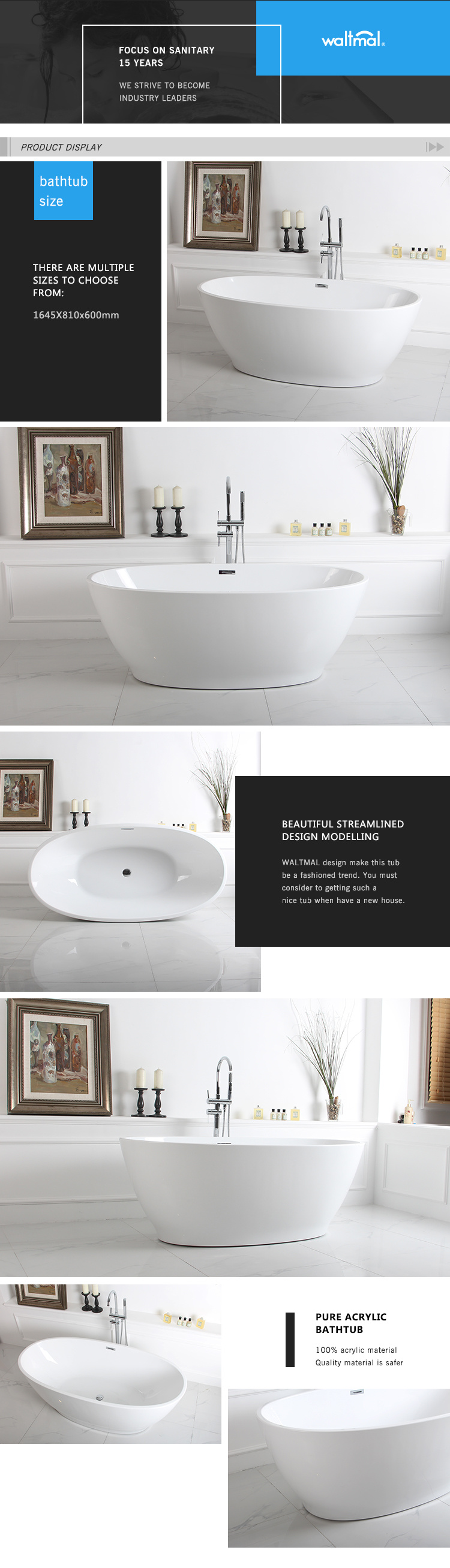 Hot Sale modern Wholesale Bathtub Freestanding Baths