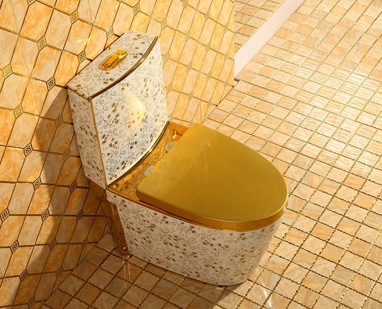 Popular High Quality Factory Wc Luxury Ceramic Sanitary Ware Golden Toilet, Gold Plated Toilet