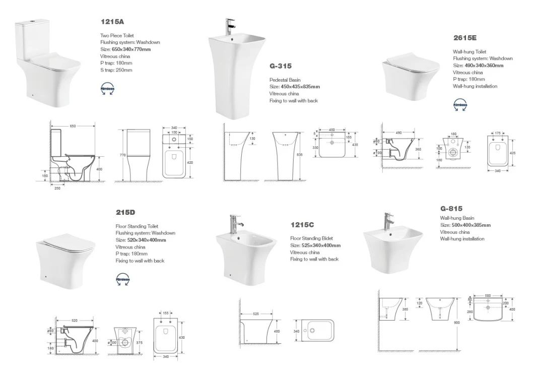 215D Floor Standing Back to Wall Toilet, Toilet Bowl, Wc