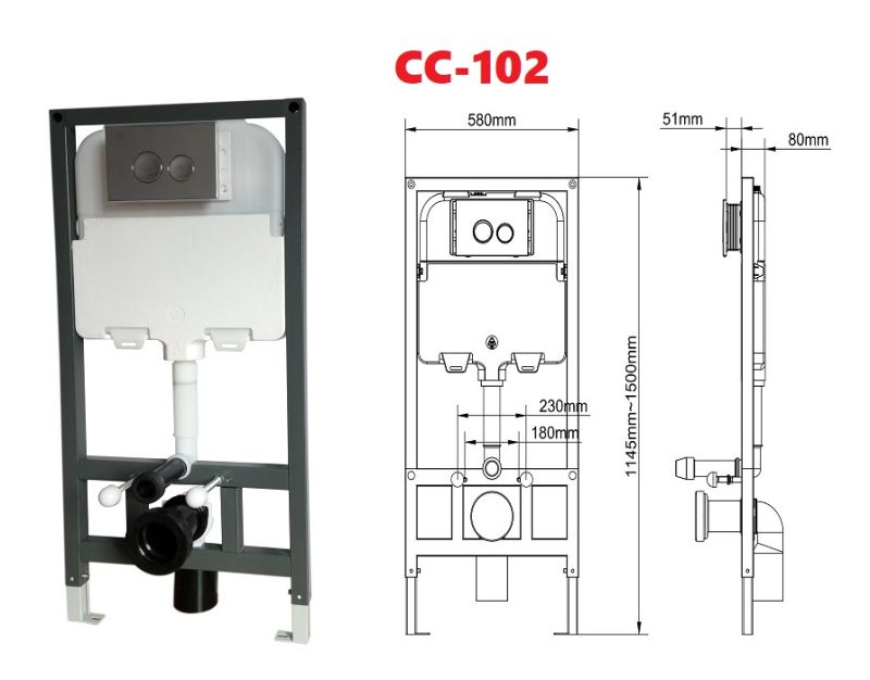 2113 Square Wall Hung Toilet with Concealed Cistern