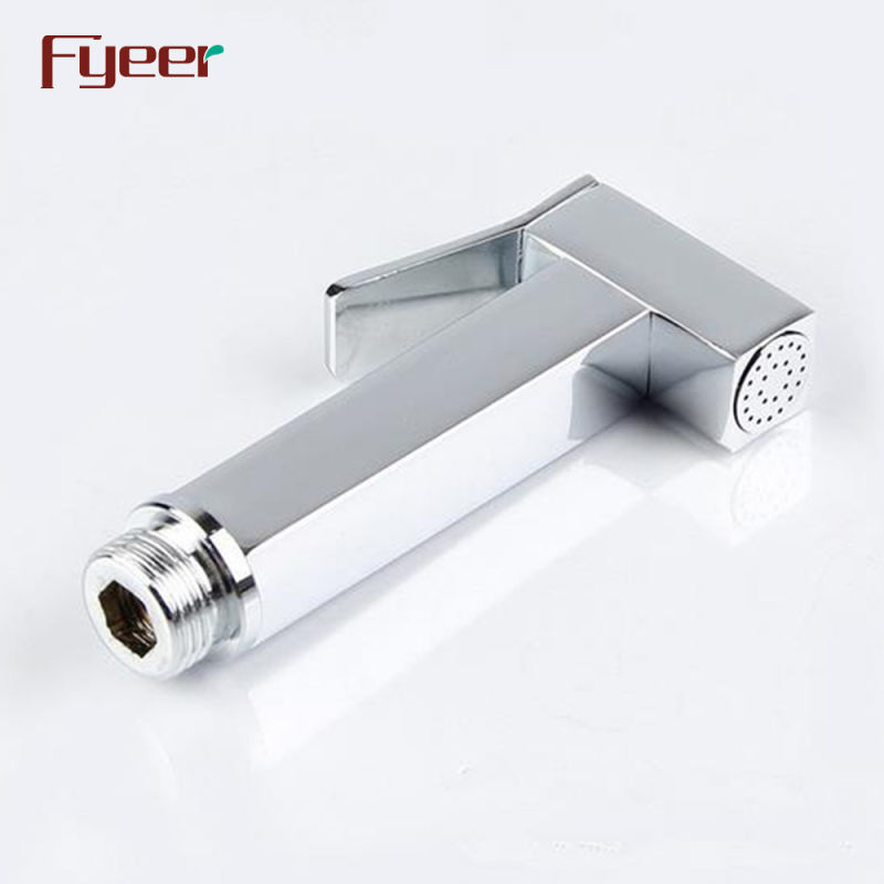 Fyeer Solid Brass Square Body Chrome Plated Bathroom Toilet Shattaf Bidet Spray Set