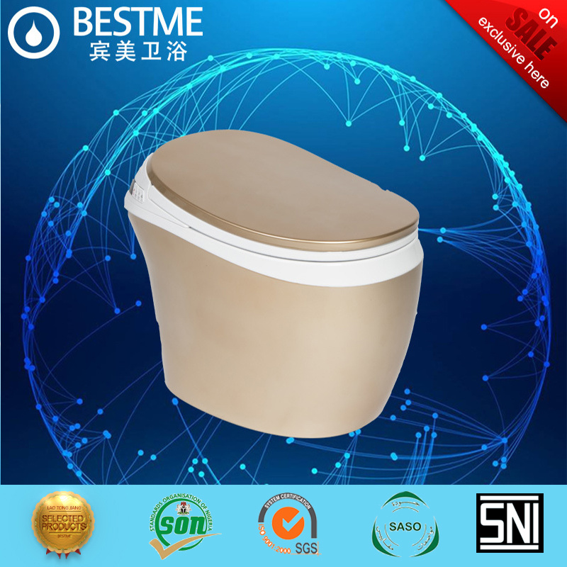 New Design Golden Color PU Seat Cover Intelligent Toilet (BC-838G)