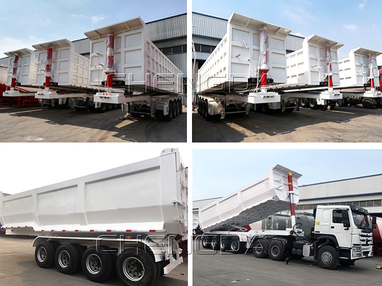 High Quality 4 Axle Rear Hydraulic Dump Trailer Tipper Trailer Truck