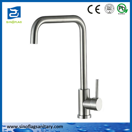 Nickel Brushed 304 Stainless Steel Square Kitchen Faucet