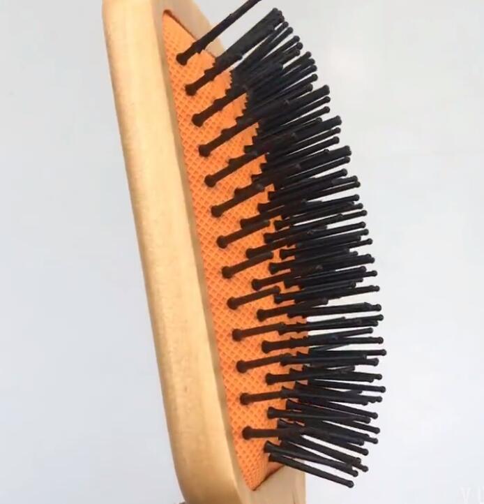 100% Natural Wooden Hair Brush with Colorful Cushion, Ionic Detangling Wooden Hair Brush