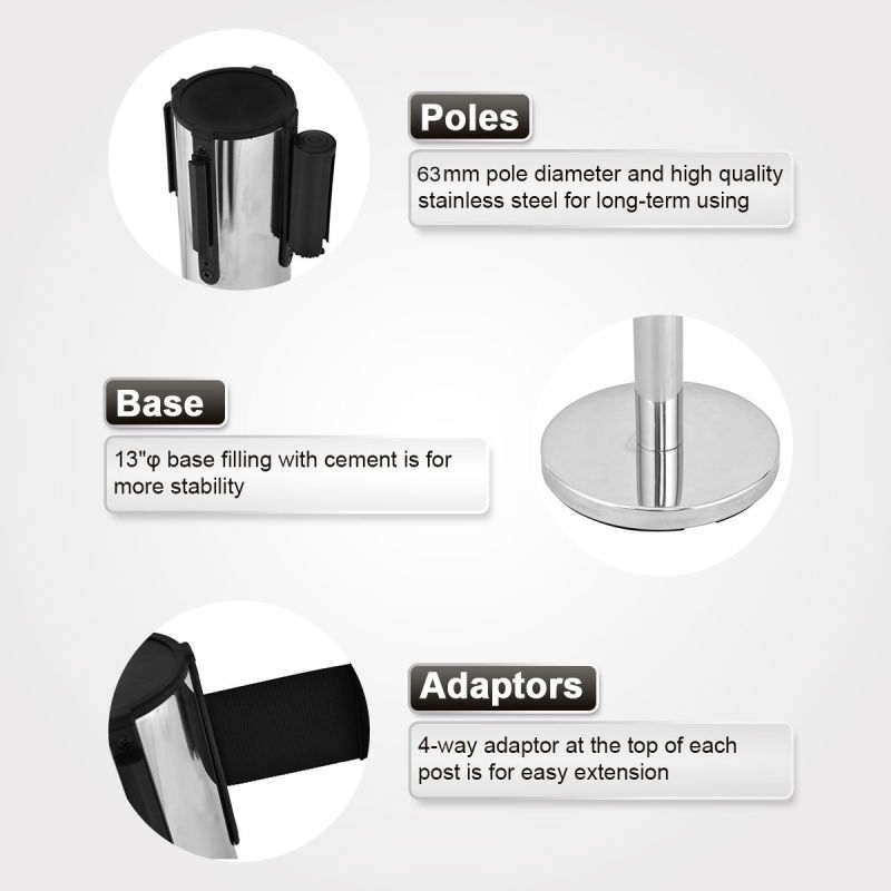 Q up Tensile Stand Retractable Cassette Belt Bank Barrier