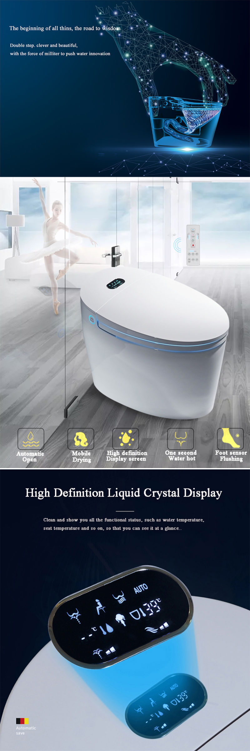 High Quality Manufactures Automatic Toilet Seat Intelligence Toilet