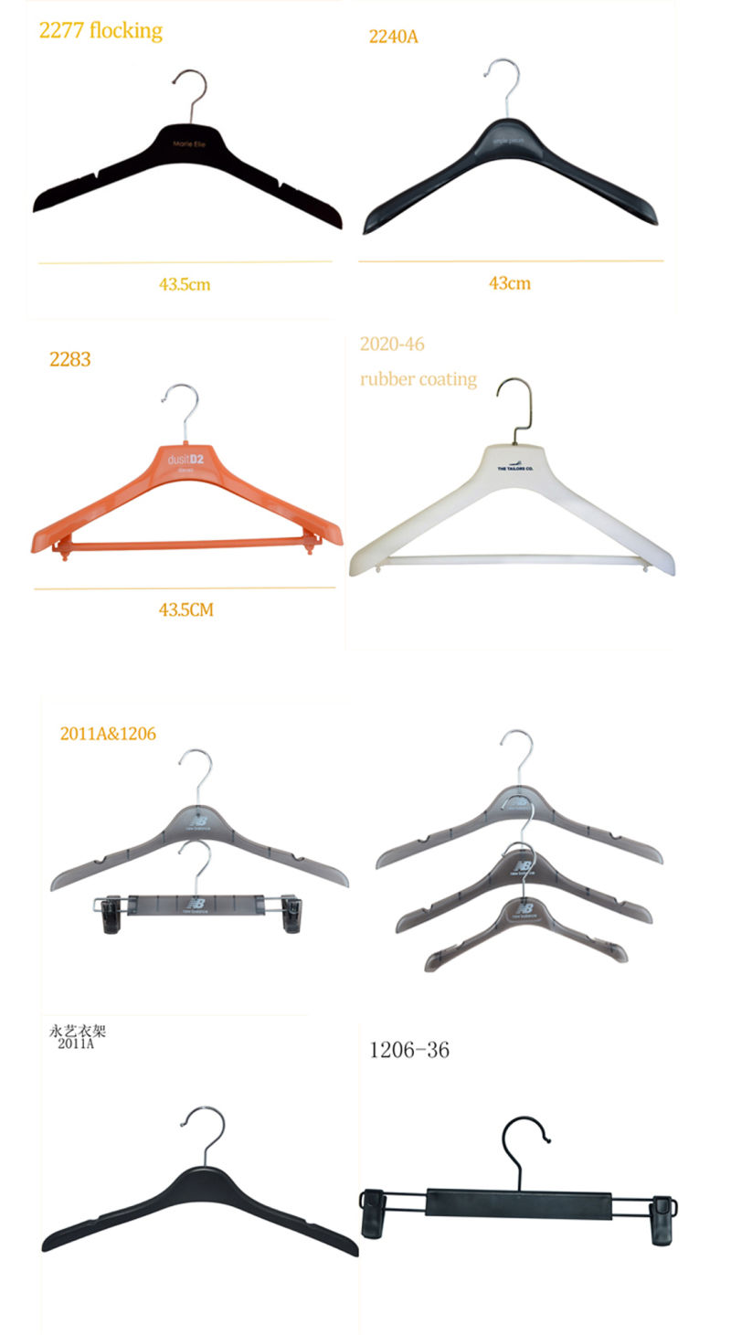 Black Plastic Hook Hotel-Specific Custom Logo Clothes Men Shirt Hangers