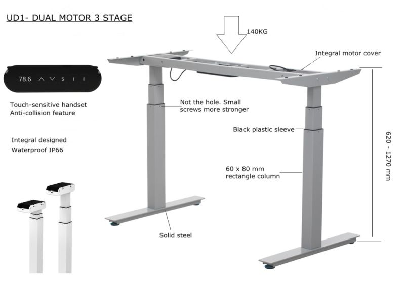 Double Adjustable Height Desk Electric Height Adjustable Office Desk