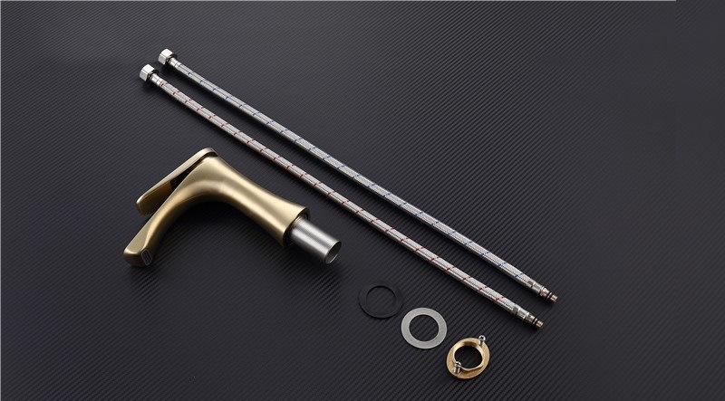 High Quality Modern Single Hole Gold Brushed Brass Basin Faucet