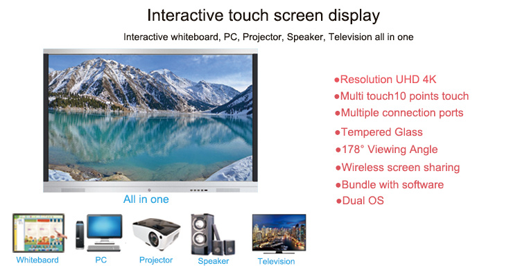 86 Inch All in One Smart Interactive Touch Whiteboard for Conference Room