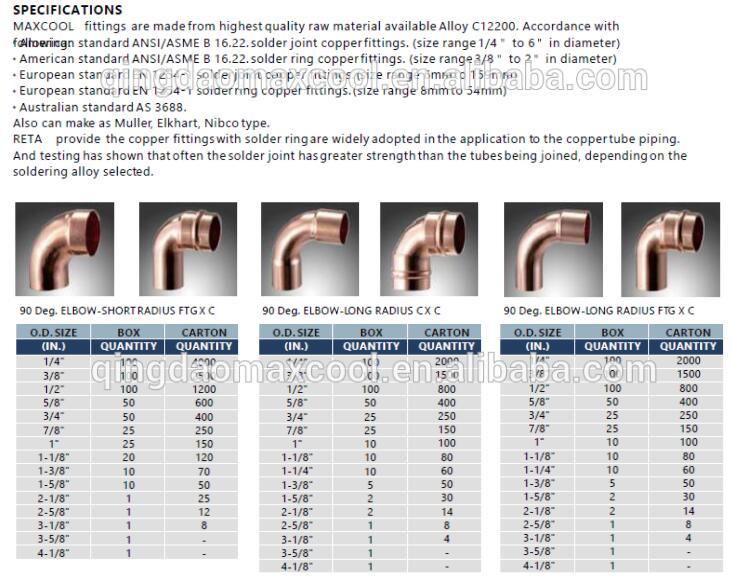 Copper Pipe Fittings, Copper Elbow