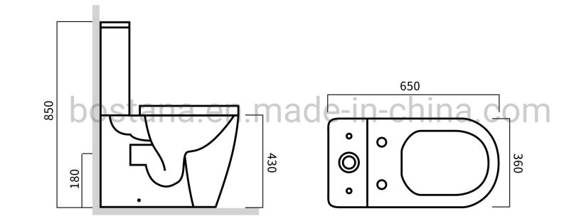 High Quality 3/4.5L Wc Dual-Flush Floor Mounted Toilets Open Back Rimless Two-Piece Water Closet Toilet