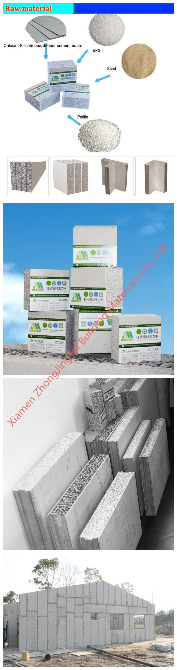 Fireproof/Waterproof Wall/Roof/Floor Sandwich EPS Cement Wall Panel