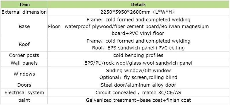 Flat Pack Kitchen Caravan Prefab Home Camping Caravan Container Bar