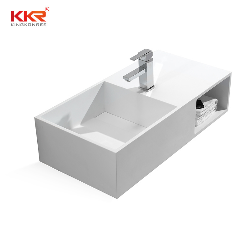 Bathroom Solid Surface Rectangle Top Wall-Mounted Cabinet Sink