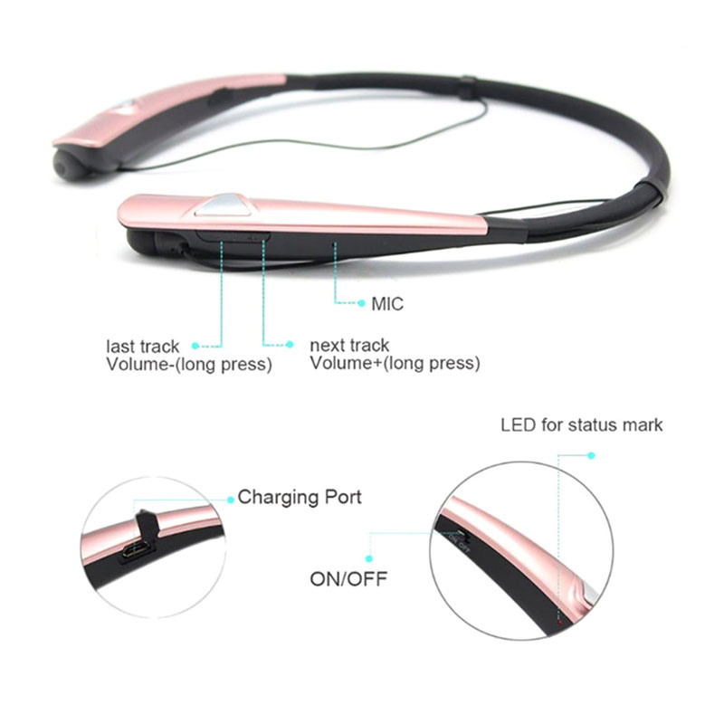 Soft Wireless Bluetooth Neck Headset Mobile Earphone for Smart Phone