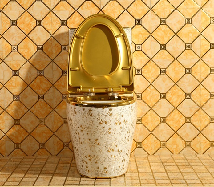 Popular High Quality Factory Wc Luxury Ceramic Sanitary Ware Golden Toilet, Gold Plated Toilet