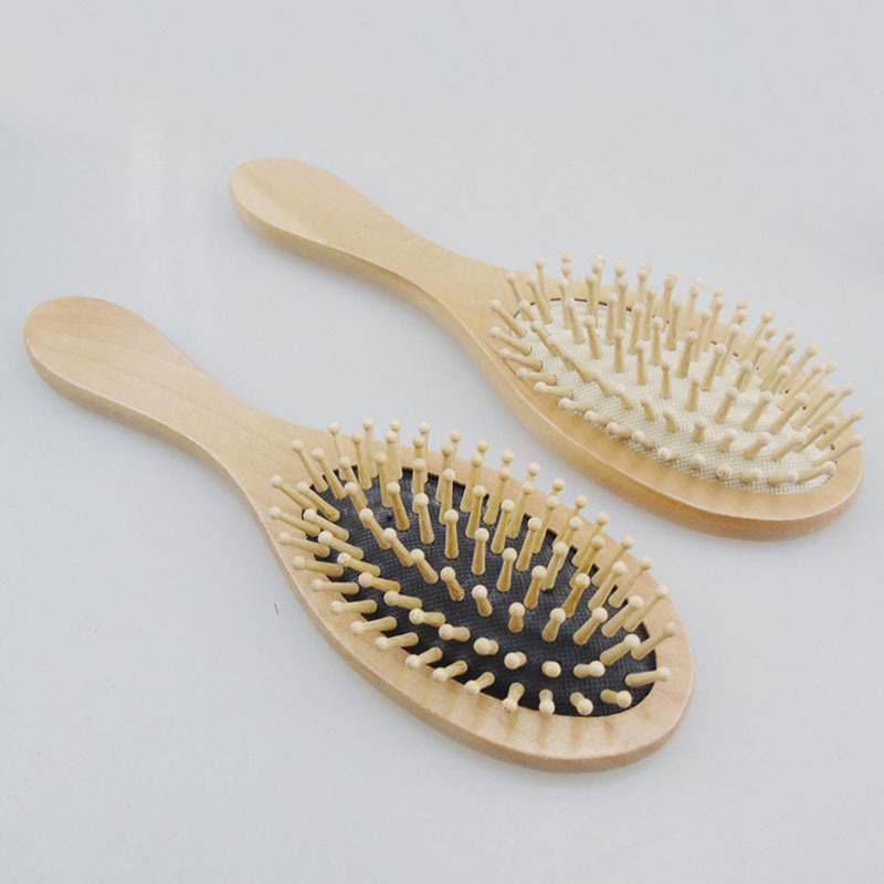 Natural Wooden Bamboo Hair Brush, Oval Paddle Hair Brush, Professional Salon Cushion Hair Brush