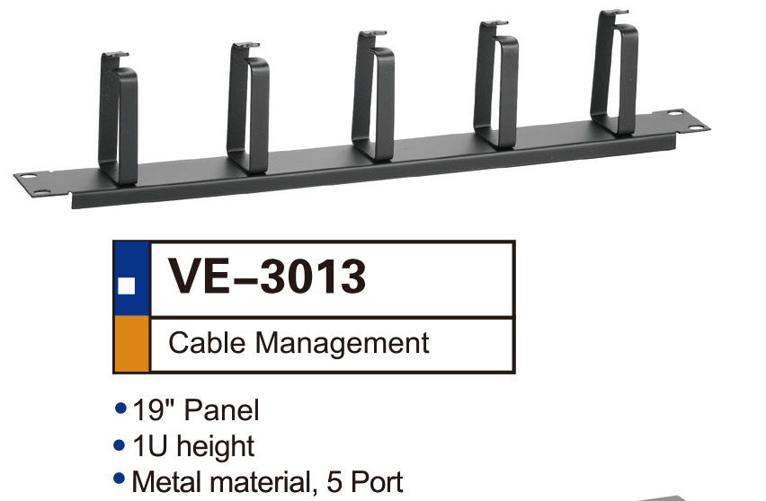 19'' Panel 1u Height Metal Material 5 Port Network Cabinet Cable Management