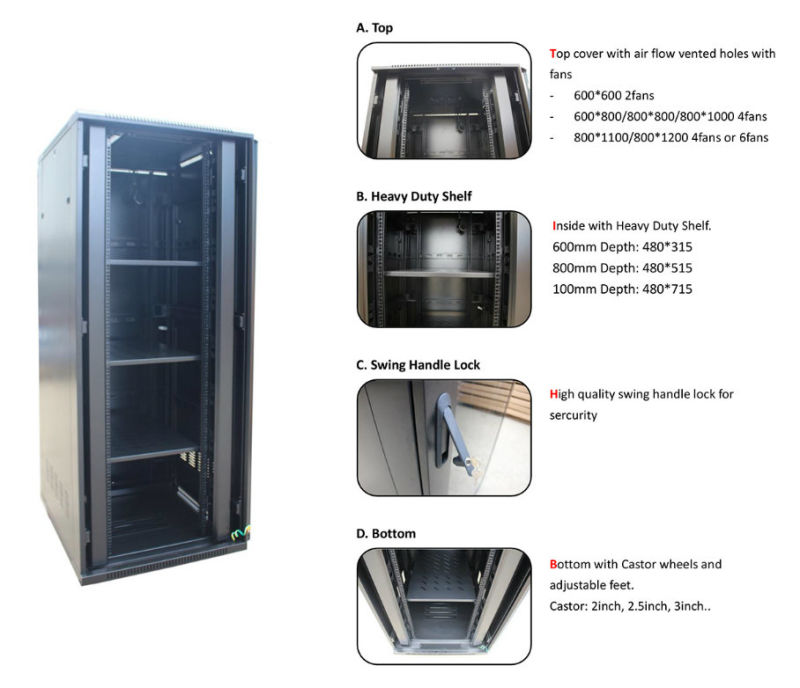19 Inch Network Cabinet with Double Metal Door